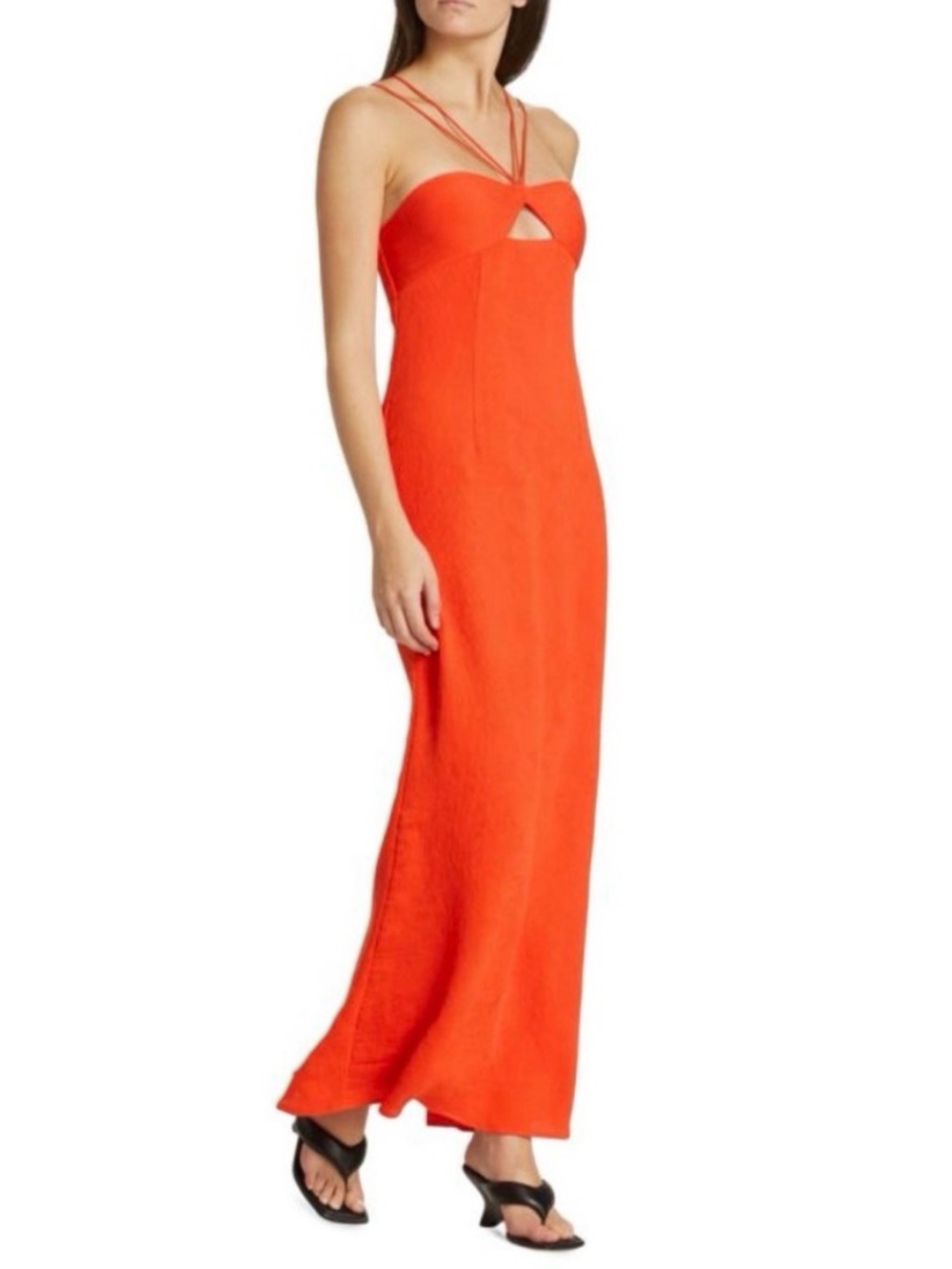 Staud Gianna Halter Maxi Dress in Orange